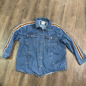 Jean jacket with rainbow stripe